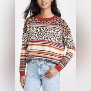 Autumn Cashmere Boxy Leopard & Fairisle Crew Size XS